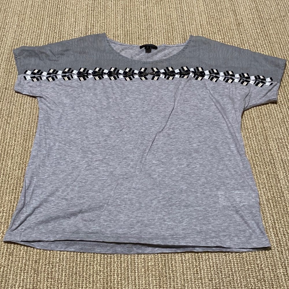 J. Crew Embellished Gray Tee